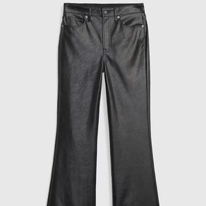 GAP High Rise Faux Leather Flare Pants, Black, Size 6 NWT